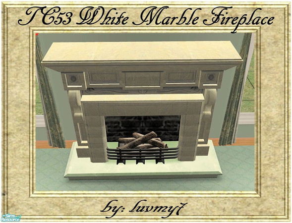 Sims 2 — TC53 Marble Elegance Livingroom - White Fireplace by luvmy7 —  A very nice White Marbled Fireplace recolored to