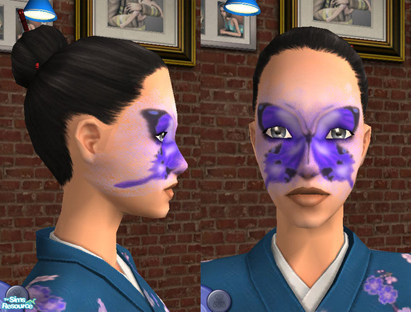 Sims 2 — Blue Butterfly Makeup by MetraGnome — I decided to do a butterfly marking makeup randomly. Hope you like it.