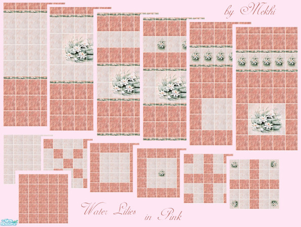 Sims 2 — Water Lilies in Pink by Mekhi — Another tiled set with water lilies from me :D This time in lovely pink colour.