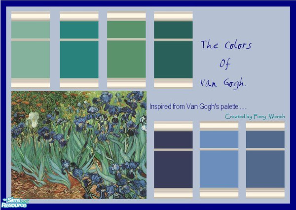Sims 2 — Colors Of Van Gogh, The Irises by fiery_wench — A set of 7 walls, each taken directly from a print of Van Gogh's