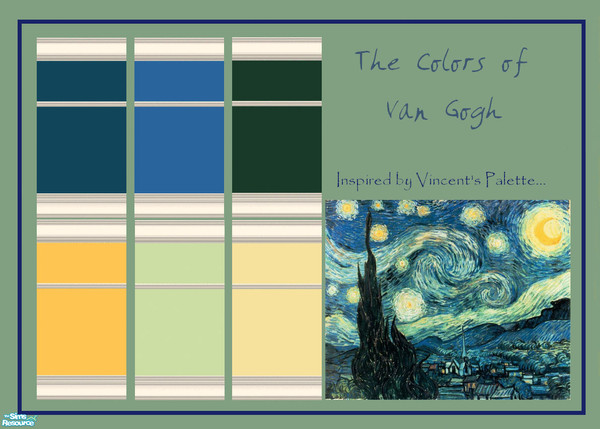 Sims 2 — The Colors of Van Gogh II by fiery_wench — A collection of walls created from colors found in Vincent Van Gogh's