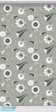 Sims 2 — black and white by Snowbelle — Black and white floral wallpaper.