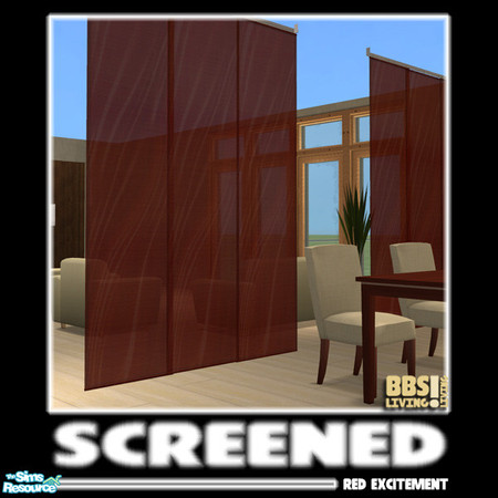 Sims 2 — Screened; Red Excitement by BetterbeSim — Multi-purpose sheer screens. The ultimate way to divide a large space