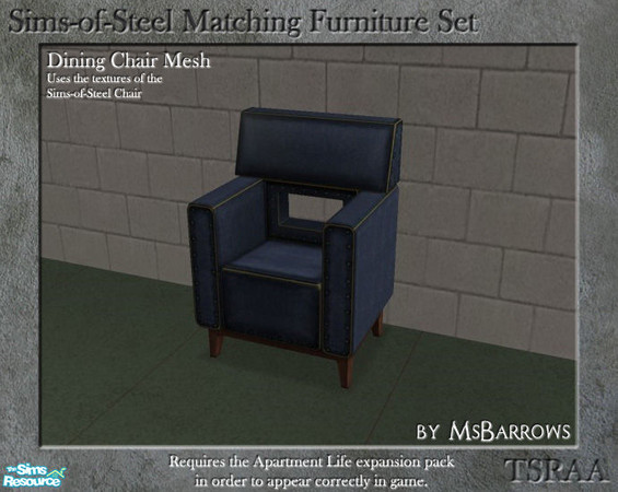 Sims 2 — Sims-of-Steel Set - Dining Chair by MsBarrows — Created to match the Sims-of-Steel Chair from Apartment Life,