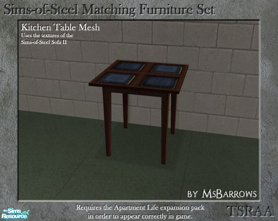 Sims 2 — Sims-of-Steel Set - Kitchen Table by MsBarrows — Created to match the Sims-of-Steel Sofa II from Apartment Life,