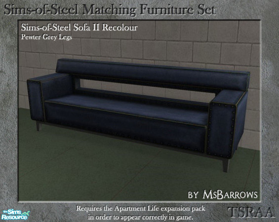 Sims 2 — Sims-of-Steel Set - Sofa Legs - Grey by MsBarrows — A recolour of the legs of the Sims-of-Steel Sofa II in