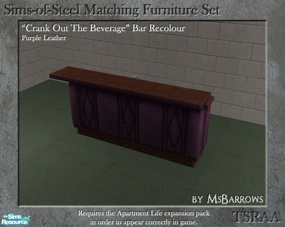 Sims 2 — Sims-of-Steel Set - Bar Leather - Purple by MsBarrows — A recolour of the leather of the Crank Out The Beverage