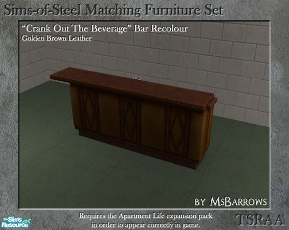 Sims 2 — Sims-of-Steel Set - Bar Leather - Golden Brown by MsBarrows — A recolour of the leather of the Crank Out The