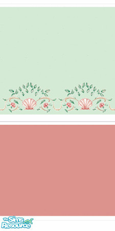 Sims 2 — Peach & Green Shell Wallpaper by scarredpinky — A pretty peach & green shell wallpaper that looks lovely
