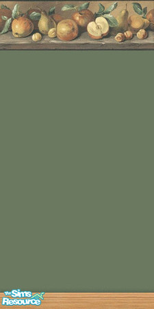 Sims 2 — Kitchen Collection by Snowbelle — Kitchen wallpapers featuring cockerel and apple borders. main colours are red,