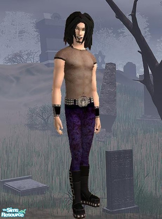 Sims 2 — Blue Male Goth by sgoobysnacks — This blue & Black outfit is made up of a black sheer top with blue crushed
