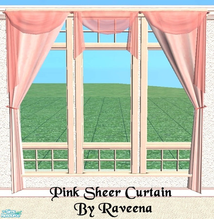 Sims 2 — Pink Sheer Curtains by Raveena — You will need all 3 of BitzyBus's curtain meshes. The middle and right mesh