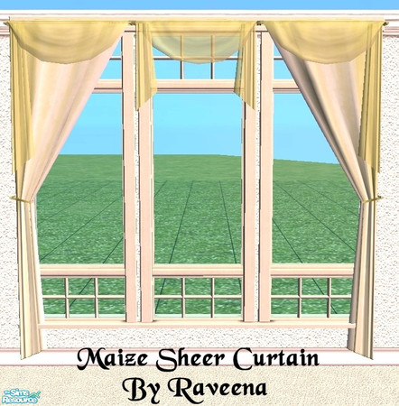 Sims 2 — Maize Sheer Curtains by Raveena — You will need all 3 of BitzyBus's curtain meshes. The middle and right mesh