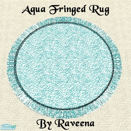 Sims 2 — Aqua Fringed Rug by Raveena — You will need Windkeeper's 3x3 round rug mesh for this object to work in the game.