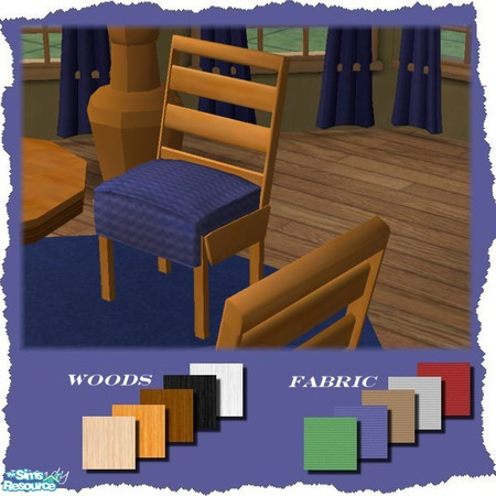 Sims 2 — Wood and Fabric Kitchenette Chair by Dgandy — Perfect for eat in kitchens. Round wood table and matching fabric