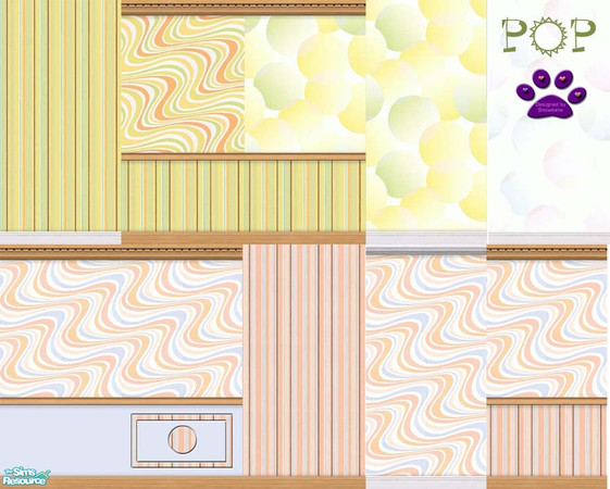 Sims 2 — Pop Bright Walls by Snowbelle — Bright coloured walls ideal for a teenage sim. 