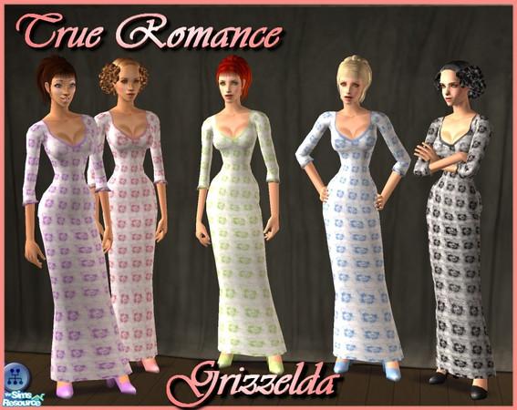 Sims 2 — True Romance Dresses by Grizzelda — These gowns will work for both Young Adults and Adults. Please, don't forget