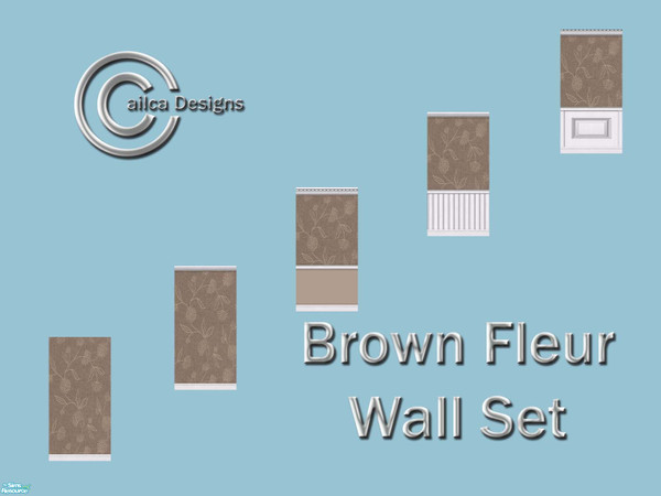 Sims 2 — Brown Fleur by Cailca — A flowery wall design in Brown