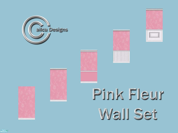 Sims 2 — Pink Fleur by Cailca — A flowery wall design in Pink