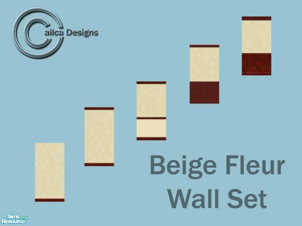 Sims 2 — Beige Fleur by Cailca — A flowery wall set in beige. More colours to follow. Designed by Cailca