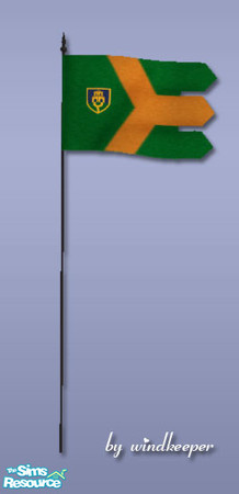 Sims 2 — Green and gold flag by Windkeeper — You need to download "Flagpole" file from this set for this