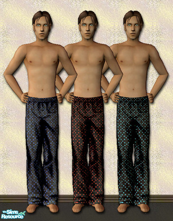 Sims 2 — Dotted Silk PJ Bottoms by jombay — Romance Sims love to wear silk PJs! These are recolors of the Maxis gray