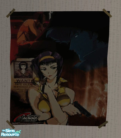 Sims 2 — Cowboy Bebop Poster 08 by ShortyBoo — A Cowboy Bebop poster. Recolor of "Civic Idol" poster.