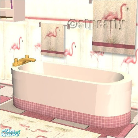 Sims 2 — Flamingo Bath Tub by STP Carly — Flamingo's in the bathroom adding a touch of pink.