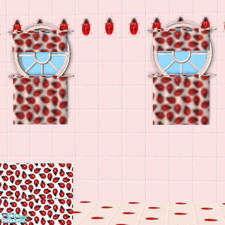 Sims 2 — Ladybug Living Curtains by auracyan — It's funny how people will decorate their homes with vermin if they're