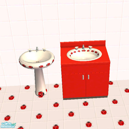 Sims 2 — Ladybug Living Sink by auracyan — Happy little ladybugs dance all over this sink.