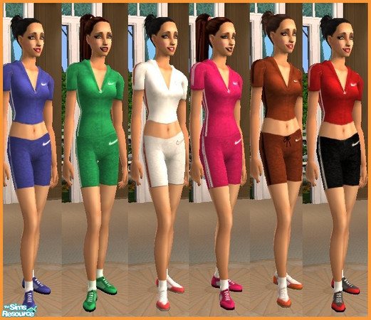 Sims 2 — AF_Athletic Nike Shorts by GloryBe — Athletic Nike short with hooded top set for adults.