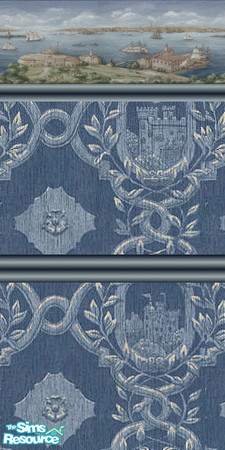 Sims 2 — By the Seaside wallpanel by ead425 — prussian blue castles, blue wood trim