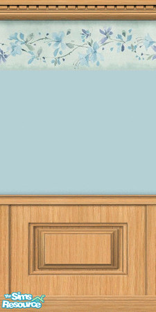 Sims 2 — Albany Blue by Snowbelle — A set of wallpapers suitable for a country cottage featuring a blue border, paper and