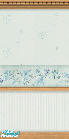 Sims 2 — Albany Blue by Snowbelle — A set of wallpapers suitable for a country cottage featuring a blue border, paper and