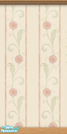 Sims 2 — Spring Flower by Snowbelle — A set of walls featuring a pink and cream floral design.