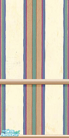 Sims 2 — Striped With Pine Rail 7 by Lorah — Country elegance in 10 striped walls (blue, red, purple, tan, green,