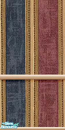 Sims 2 — Striped With Pine Rail 1 by Lorah — Country elegance in 10 striped walls (blue, red, purple, tan, green,