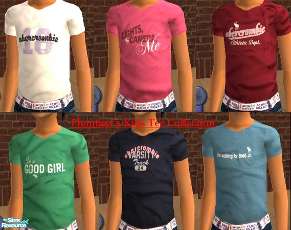 Sims 2 — Phantasy's Kidz Tee Collection by PhantasyGurl — The tees are from Abercrombie & Fitch. Enjoy them!