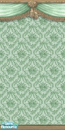 Sims 2 — am_toile08 by Cruella — Pretty Toile wallpaper with swag border and woodworking. In four popular decorating