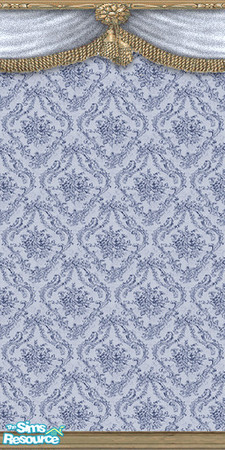 Sims 2 — am_toile02 by Cruella — Pretty Toile wallpaper with swag border and woodworking. In four popular decorating