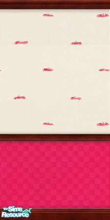 Sims 2 — Racing Cars by Snowbelle — Red racing cars on a cream background with contrastinding red checkerboard pattern