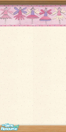 Sims 2 — Fairy by Snowbelle — Cream dotty wallpaper with a pink and purple fairy border.