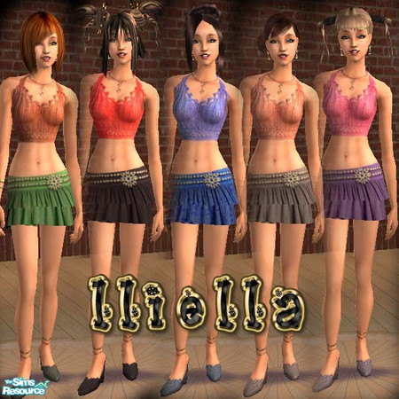 Sims 2 — Crochet Set by lliella — Highly detailed sexy crocheted halter top with cute layered mini & sassy belt. 5