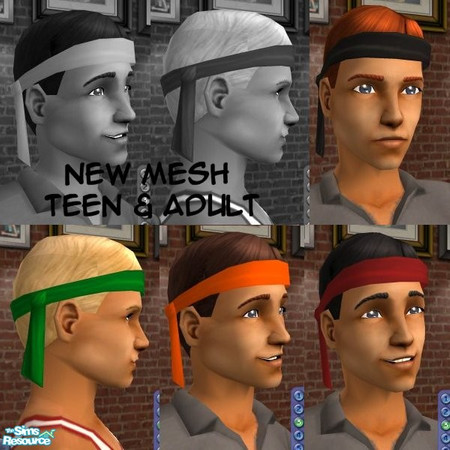 Sims 2 — Male Teen/Adult Headband Hair Set by scatterjoy — Headband for teen/adult/young adult/elder. Colors are in the