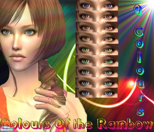 Sims 2 — Colours Of The Rainbow by crystal_89 — This is my very first eye colour set. It has every colour of the rainbow