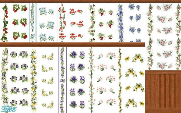 Sims 2 — TL-Flowers & Fruit Wallpaper by TabbyLou — Flowers & Fruit design wallpaper for your Sims. These will