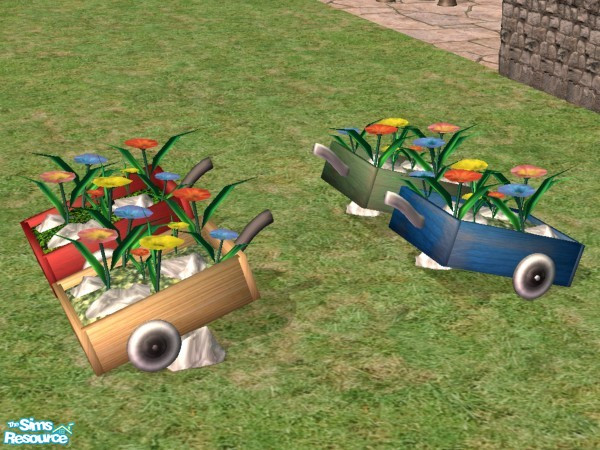 Sims 2 — More Decorative Flower Carts by LaLunaRossa72 — Always want some flowers in your yard but you are too busy to