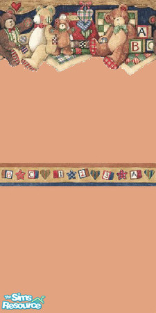 Sims 2 — Country Teddy Wall 10 by wytetygryss — One of ten walls features a border of adorable teddy bears with country