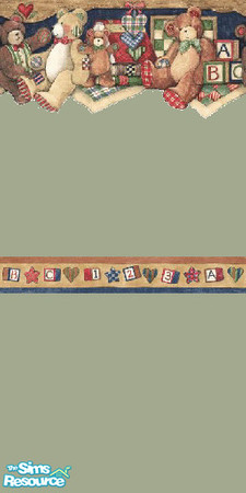 Sims 2 — Country Teddy Wall 09 by wytetygryss — One of ten walls features a border of adorable teddy bears with country