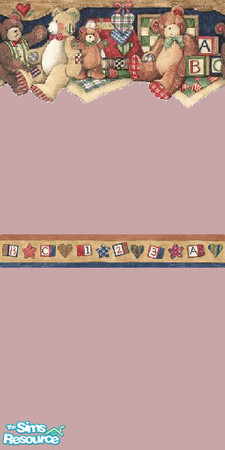 Sims 2 — Country Teddy Wall 08 by wytetygryss — One of ten walls features a border of adorable teddy bears with country